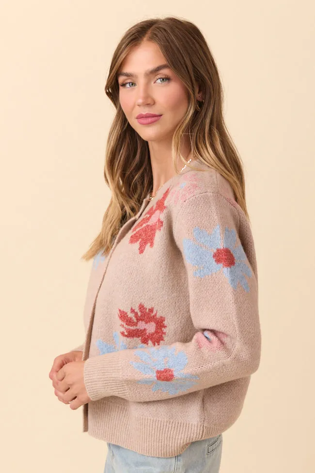 Angel Tan Floral Print Cardigan FINAL SALE sold by Pink Lily product image thumbnail 5
