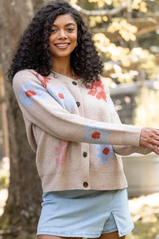 Angel Tan Floral Print Cardigan SALE sold by Pink Lily