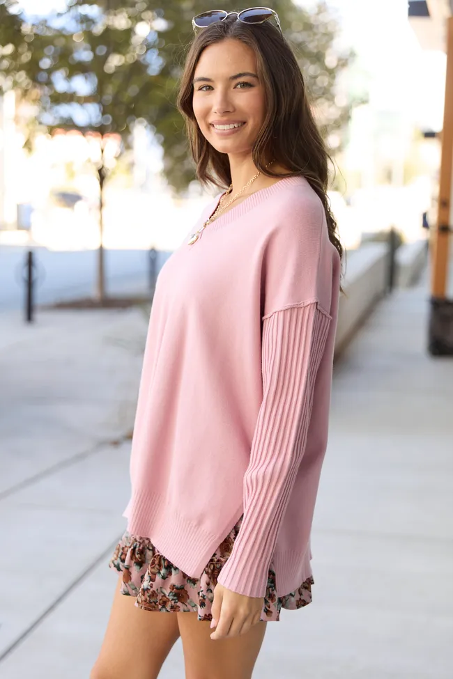 Mariah Pink Relaxed Long Sleeve Pullover Tunic SALE sold by Pink Lily product image thumbnail 3