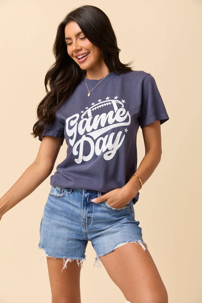 Game Day Script Navy Blue Graphic Tee sold by Pink Lily product image thumbnail 4