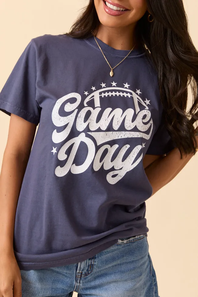 Game Day Script Navy Blue Graphic Tee sold by Pink Lily product image thumbnail 3