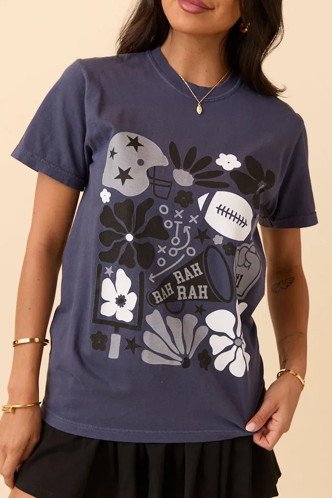 Floral Football Icon Print Navy Blue Graphic Tee sold by Pink Lily product image thumbnail 2