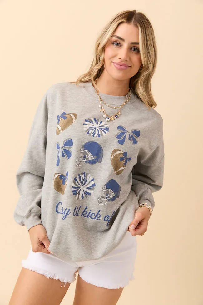 Football Icon Navy Blue and White Light Grey Graphic Sweatshirt sold by Pink Lily product image thumbnail 4