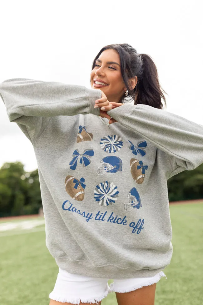 Football Icon Navy Blue and White Light Grey Graphic Sweatshirt sold by Pink Lily product image thumbnail 2