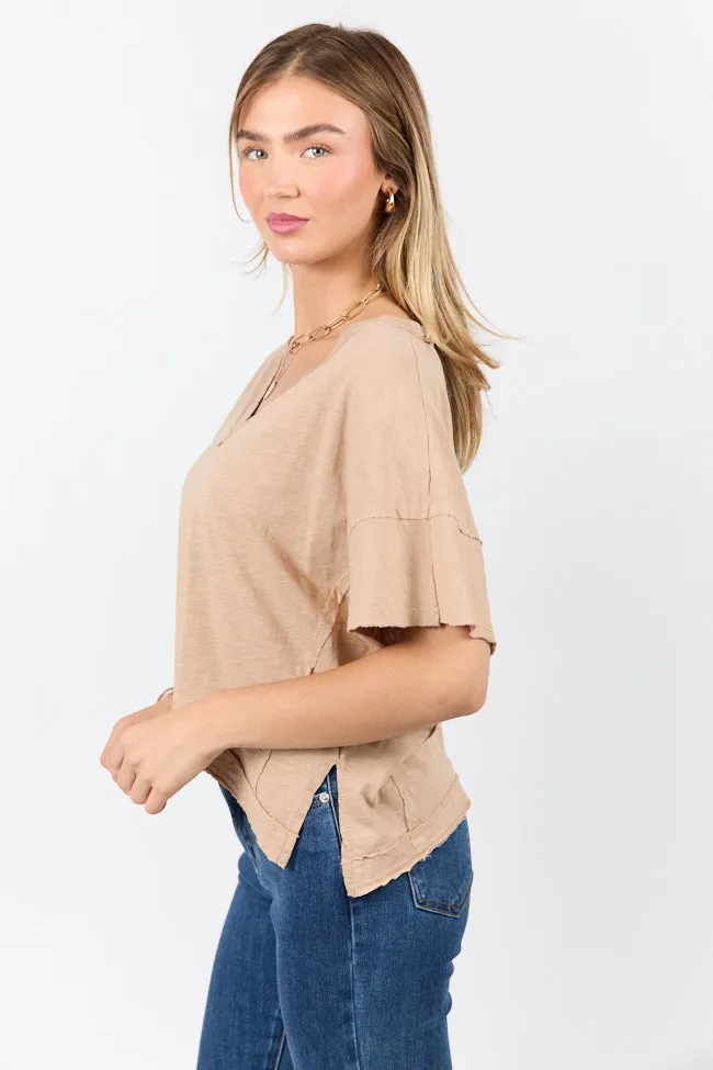 Rooted Essential Tan V-Neck Tee FINAL SALE sold by Pink Lily product image thumbnail 4