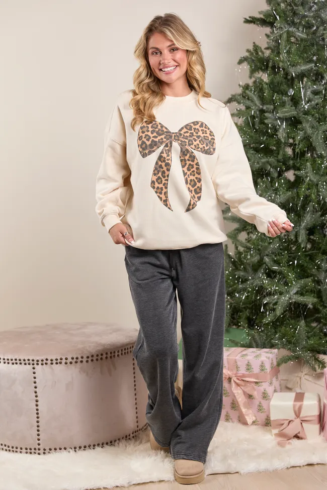 Leopard Bow Cream Graphic Sweatshirt sold by Pink Lily product image thumbnail 3