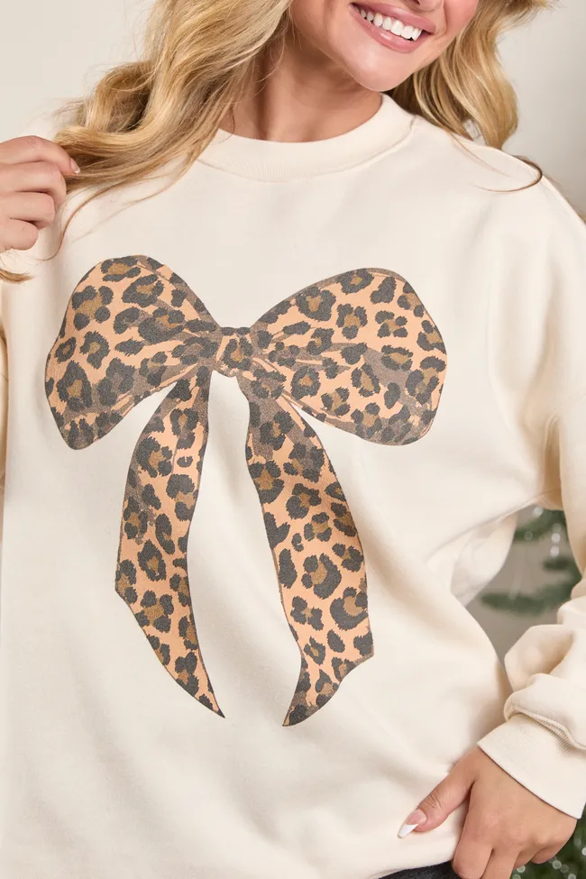 Leopard Bow Cream Graphic Sweatshirt sold by Pink Lily product image thumbnail 2
