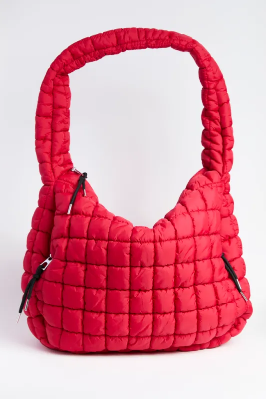 Haylie Red Quilted Carry All Bag sold by Pink Lily
