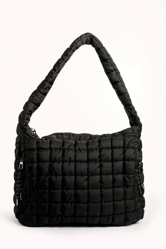 Haylie Black Quilted Carry All Bag sold by Pink Lily