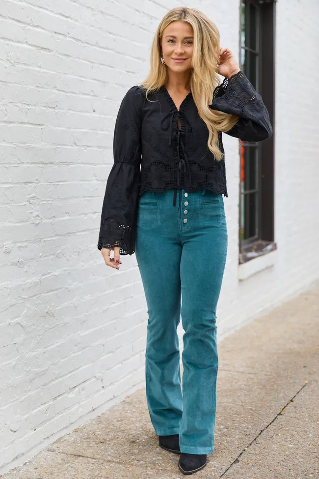 I Can't Forget Dark Teal Button Fly Corduroy Pants sold by Pink Lily product image thumbnail 2