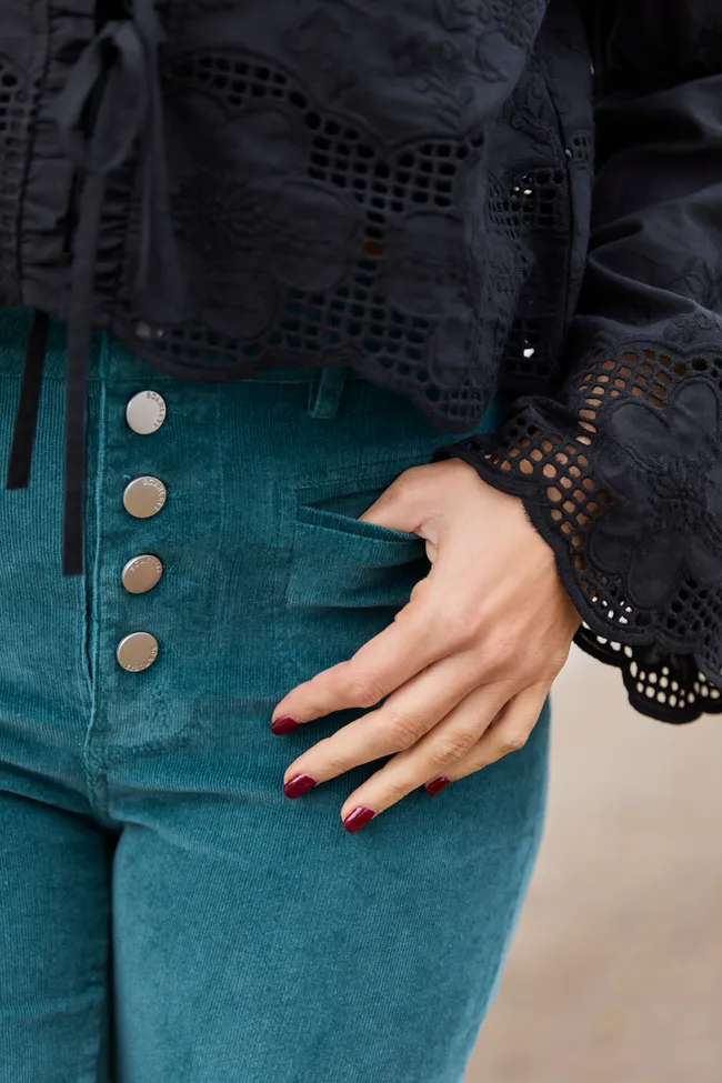 I Can't Forget Dark Teal Button Fly Corduroy Pants sold by Pink Lily product image thumbnail 5