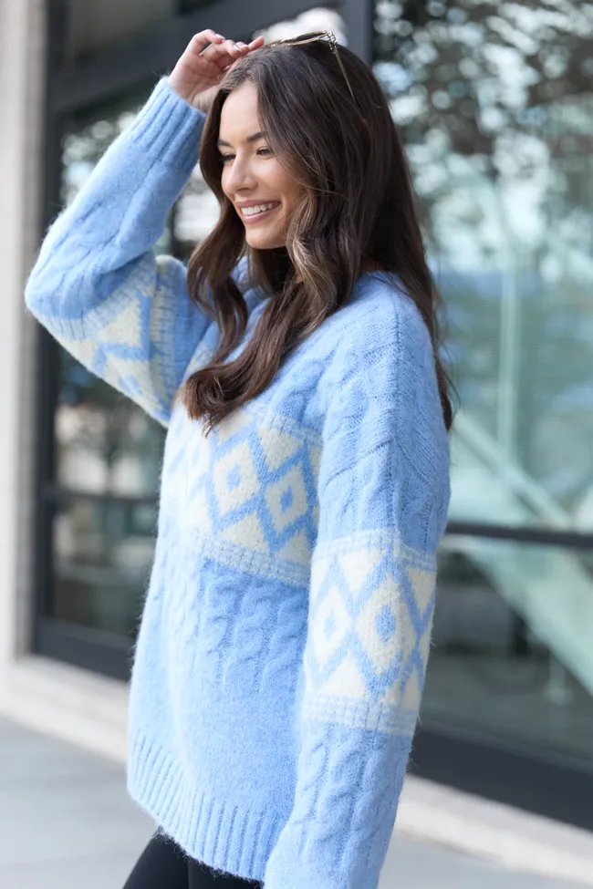 Alanis Blue Crewneck Blush Diamond Print Sweater sold by Pink Lily product image thumbnail 4