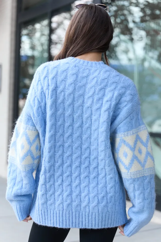 Alanis Blue Crewneck Blush Diamond Print Sweater sold by Pink Lily product image thumbnail 5