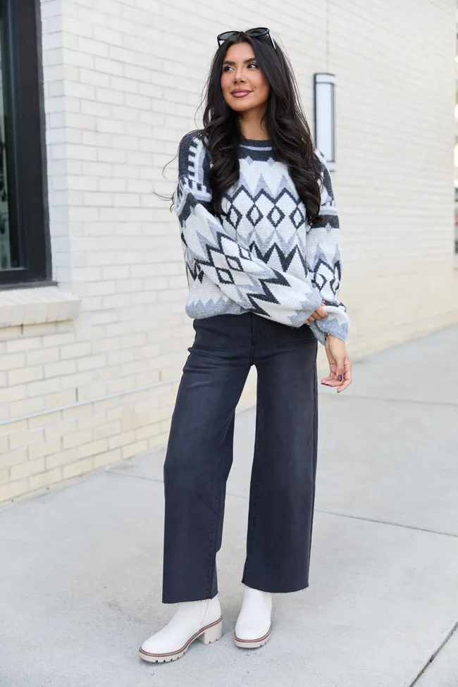 Alanah Blue and Grey Argyle Crewneck Sweater sold by Pink Lily product image thumbnail 2