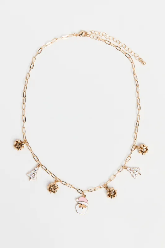 Pink Santa Charm Necklace sold by Pink Lily