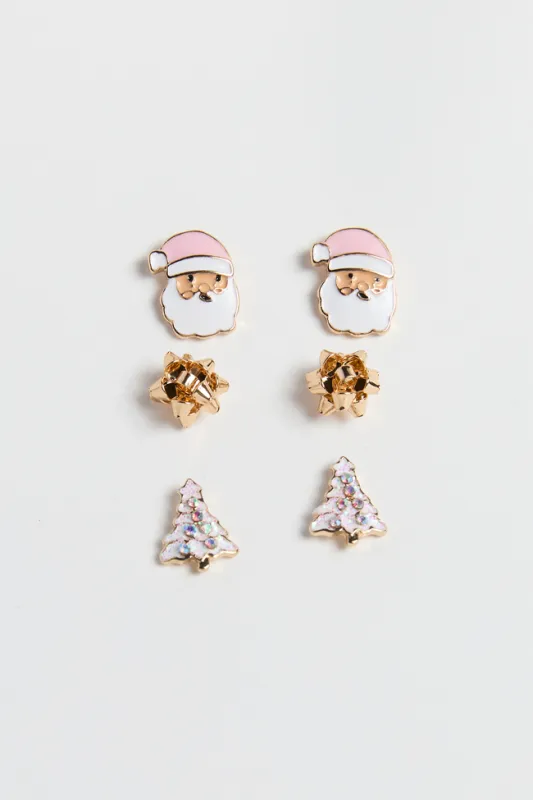Pink Santa Trio Earring Set sold by Pink Lily