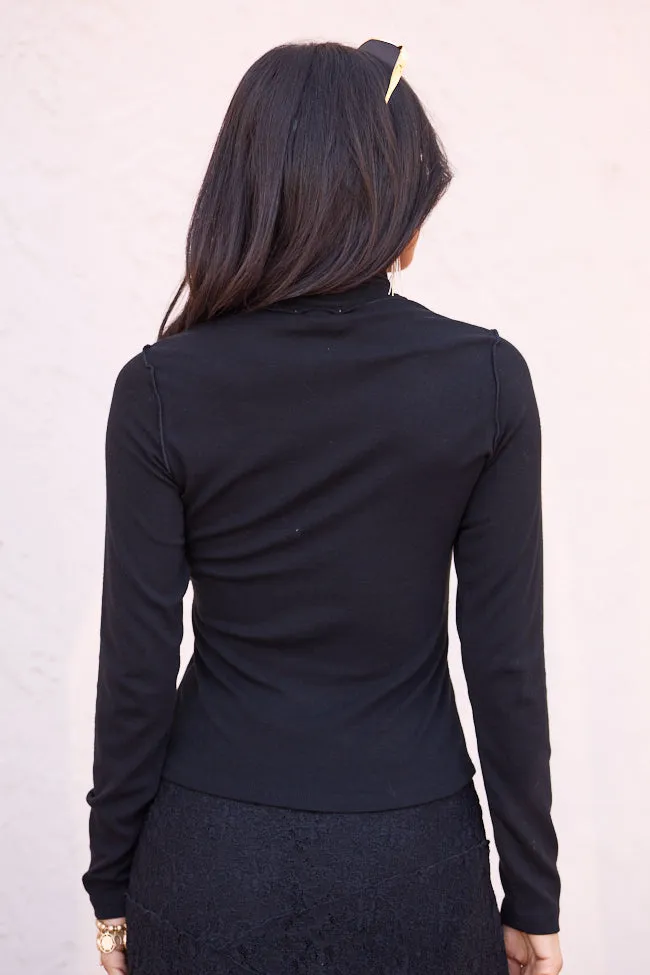 Mabry Black Long Sleeve Mock Neck Top sold by Pink Lily product image thumbnail 4