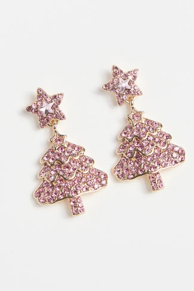Pink Crystal Christmas Tree Earrings FINAL SALE sold by Pink Lily product image thumbnail 2