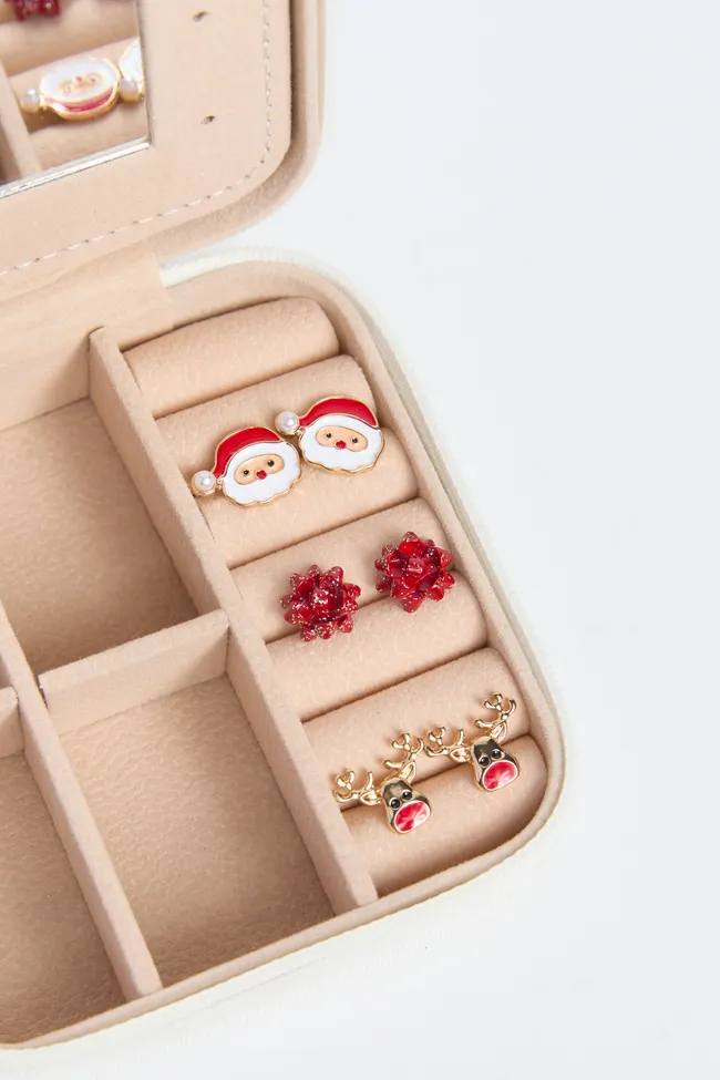 Red Santa Trio Earring Set sold by Pink Lily product image thumbnail 2