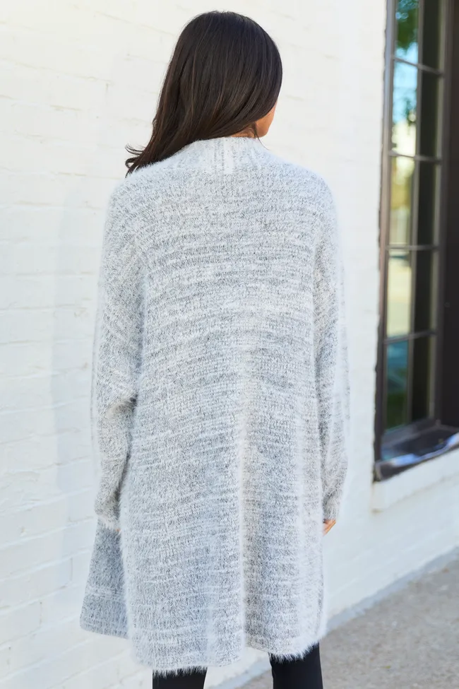 Celine Heathered Grey Fuzzy Cardigan sold by Pink Lily product image thumbnail 4