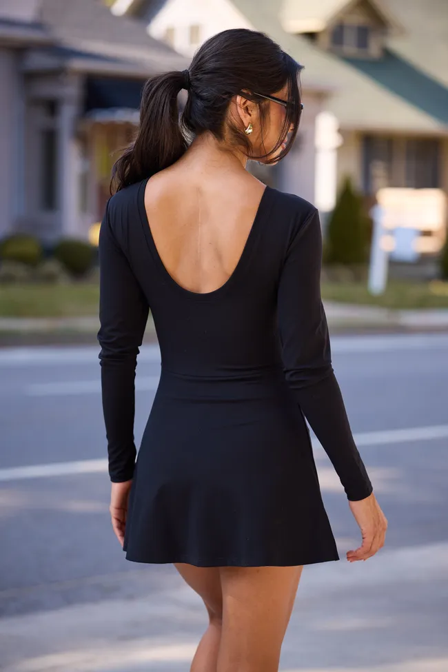 On My Terms Black Long Sleeve Active Wrap Dress sold by Pink Lily product image thumbnail 4