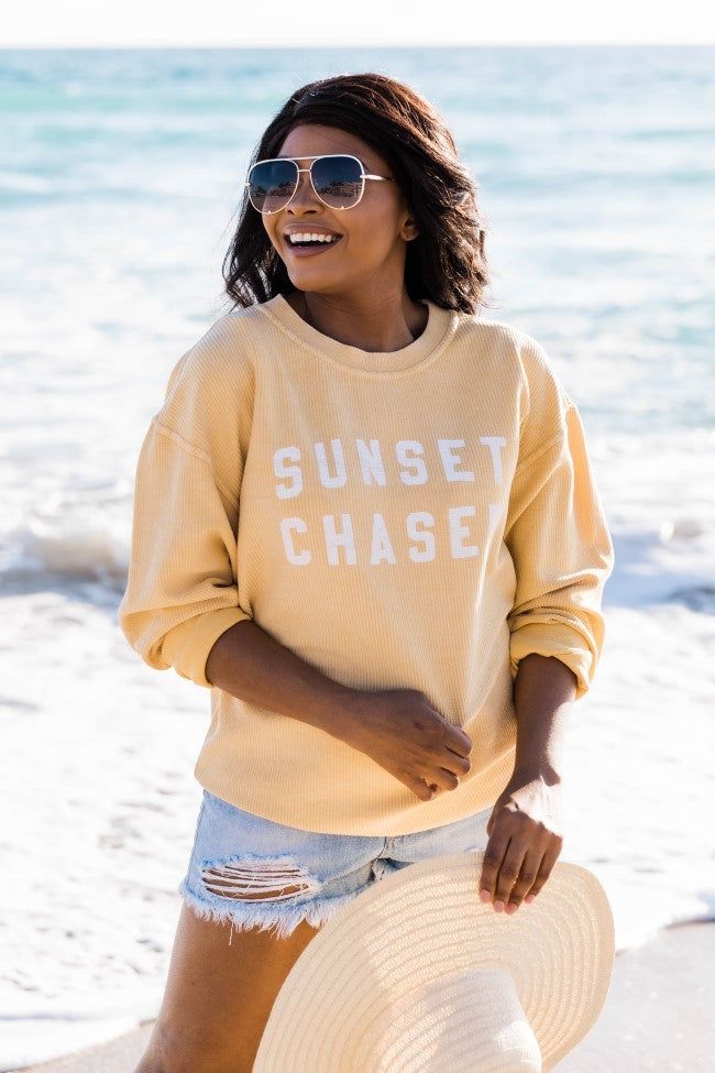 Sunset Chaser Gold Corded Graphic Sweatshirt FINAL SALE sold by Pink Lily product image thumbnail 2