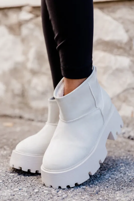 Kate Off White Suede Lug Ankle Bootie FINAL SALE sold by Pink Lily