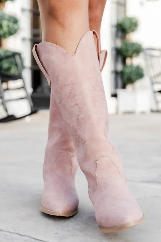 Charlotte Pink Leather Cowboy Boots FINAL SALE made by Pink Lily