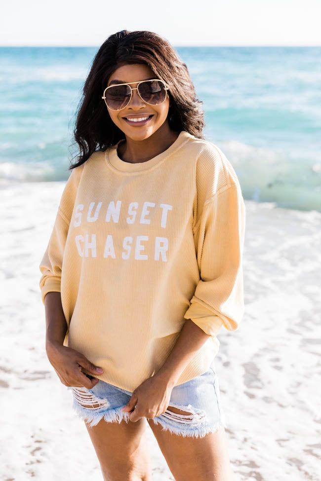 Sunset Chaser Gold Corded Graphic Sweatshirt FINAL SALE sold by Pink Lily product image thumbnail 3