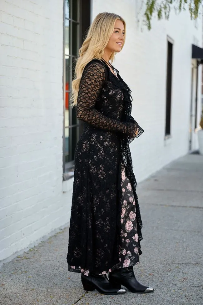Winona Black Lace Mesh Maxi Duster Top FINAL SALE sold by Pink Lily product image thumbnail 4