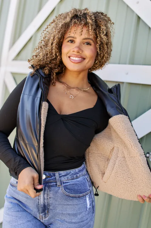 Clarissa Tan Combo Reversible Vest sold by Pink Lily