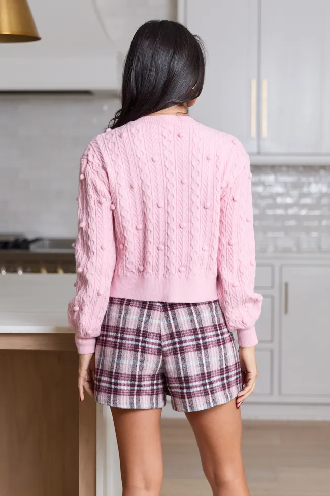 Selena Pink With Purple Velvet Bow Cardigan FINAL SALE sold by Pink Lily product image thumbnail 4