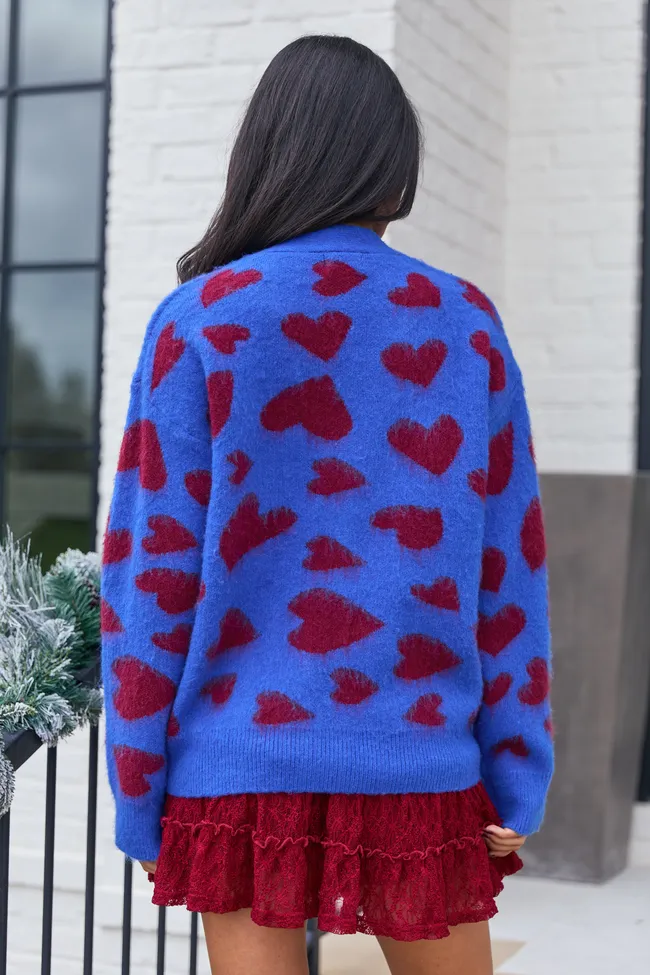 Frances Blue And Red Heart Cardigan FINAL SALE sold by Pink Lily product image thumbnail 5