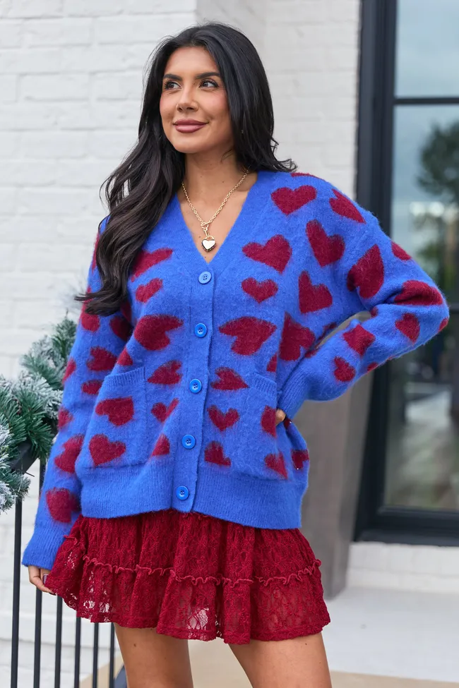 Frances Blue And Red Heart Cardigan FINAL SALE sold by Pink Lily product image thumbnail 3