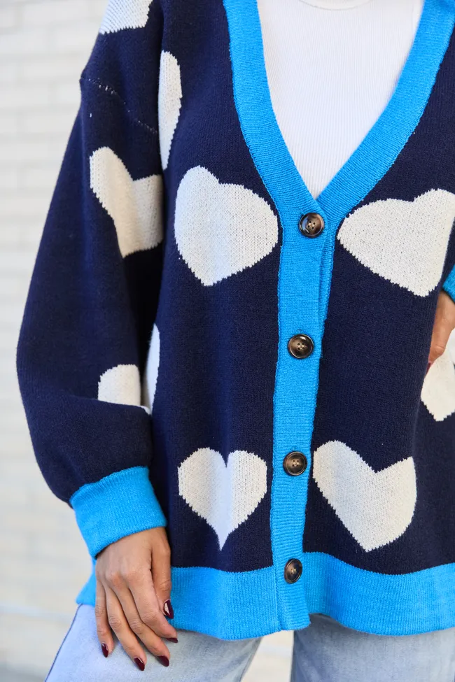Azura Navy and White Heart Cardigan FINAL SALE sold by Pink Lily product image thumbnail 5