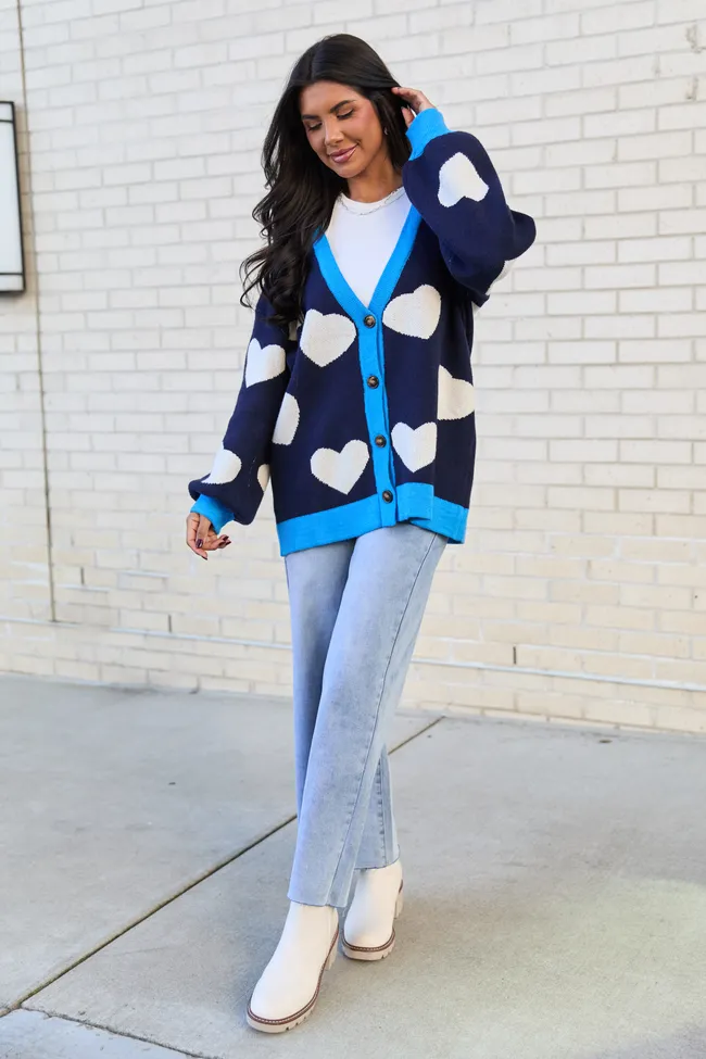 Azura Navy and White Heart Cardigan FINAL SALE sold by Pink Lily product image thumbnail 2