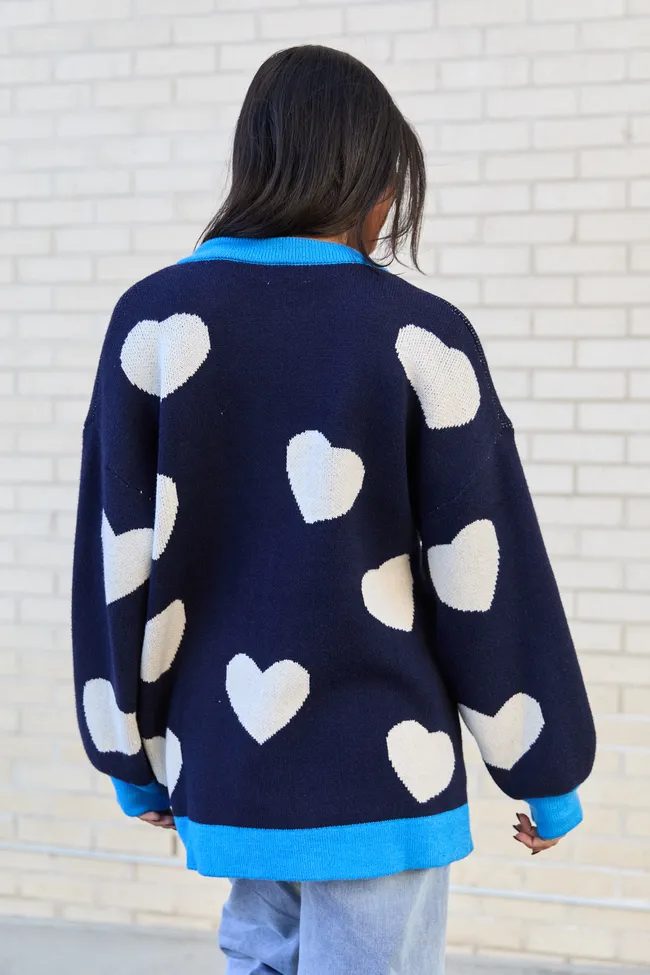 Azura Navy and White Heart Cardigan FINAL SALE sold by Pink Lily product image thumbnail 4