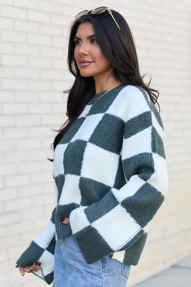 Raylee Green Checkered Crewneck Sweater sold by Pink Lily product image thumbnail 3