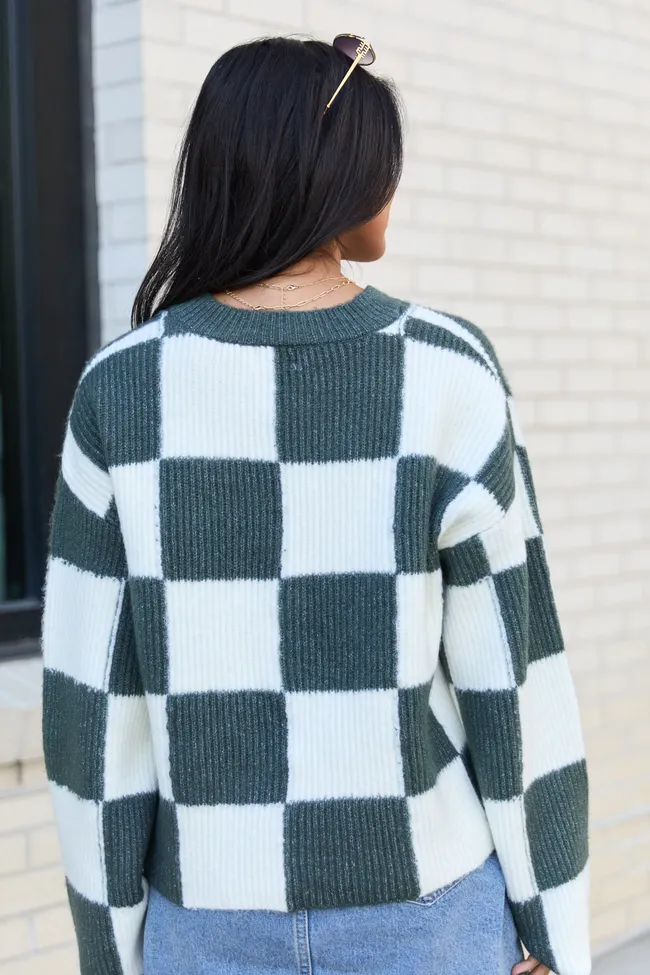 Raylee Green Checkered Crewneck Sweater sold by Pink Lily product image thumbnail 4