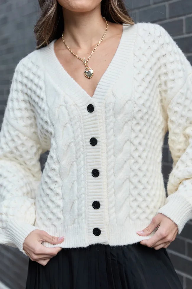 Louisa Ivory Cable Knit Cardigan sold by Pink Lily product image thumbnail 5