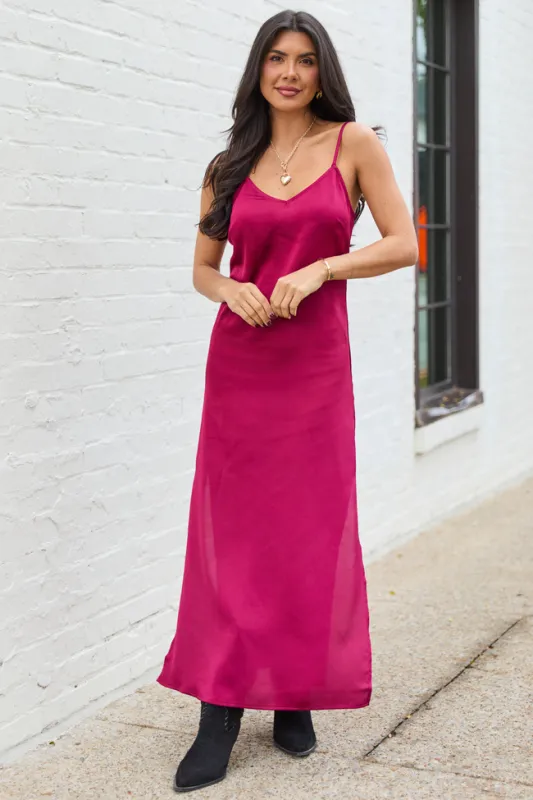 Allie Burgundy Slip Dress SALE sold by Pink Lily