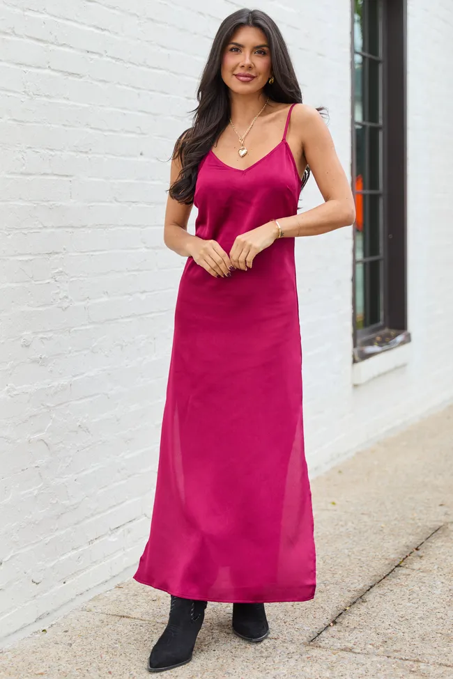 Allie Burgundy Slip Dress FINAL SALE sold by Pink Lily