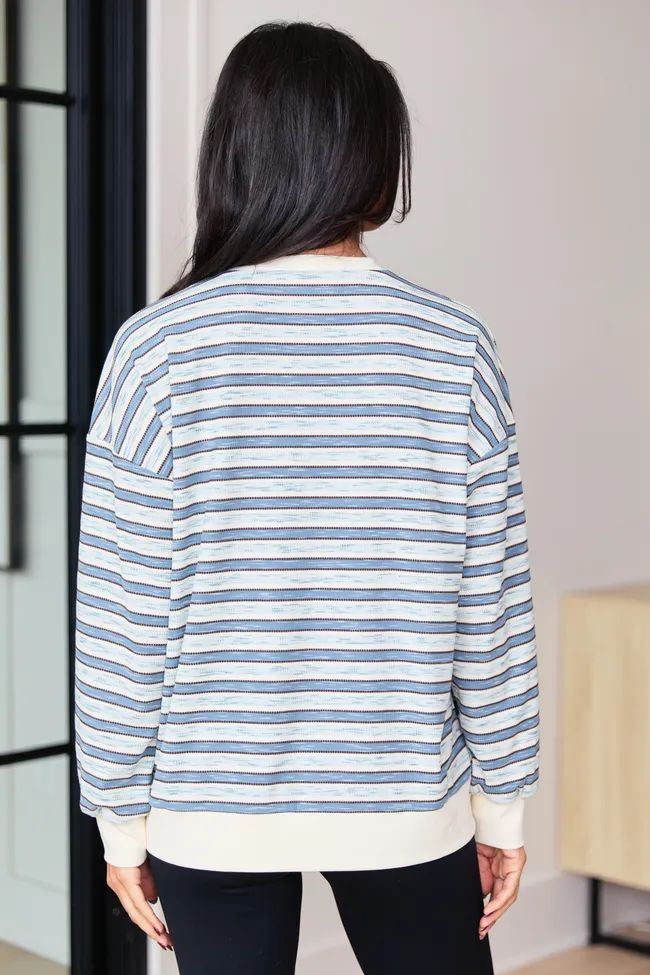 Stevie Blue Stripe Crewneck Sweater sold by Pink Lily product image thumbnail 4