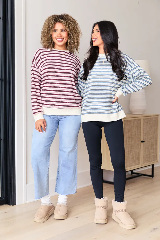 Stevie Blue Stripe Crewneck Sweater sold by Pink Lily product image thumbnail 5
