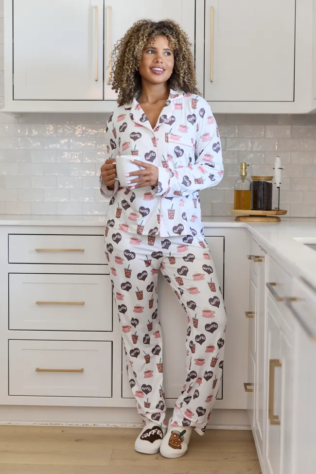 I Love Coffee Pajama Set sold by Pink Lily