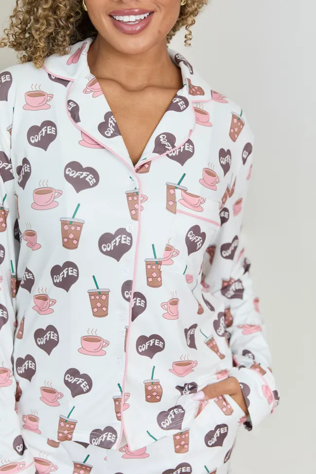 I Love Coffee Pajama Set sold by Pink Lily product image thumbnail 5