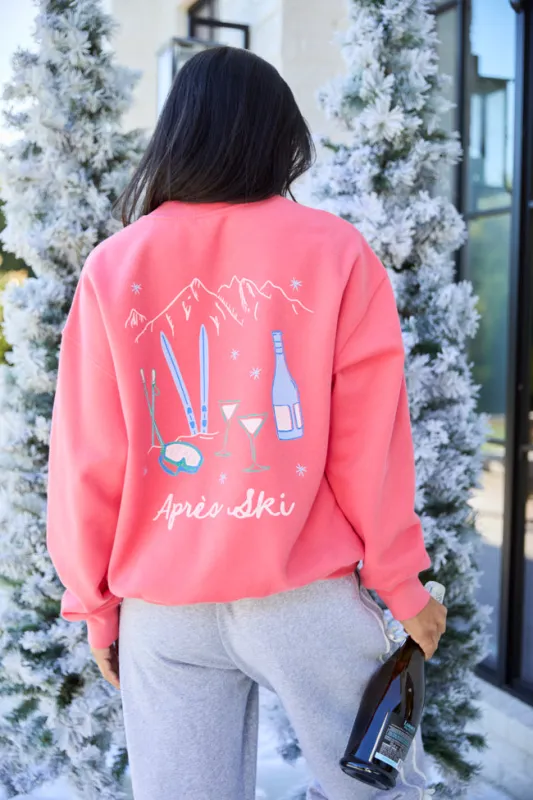 Apres Ski Light Red Graphic Sweatshirt sold by Pink Lily