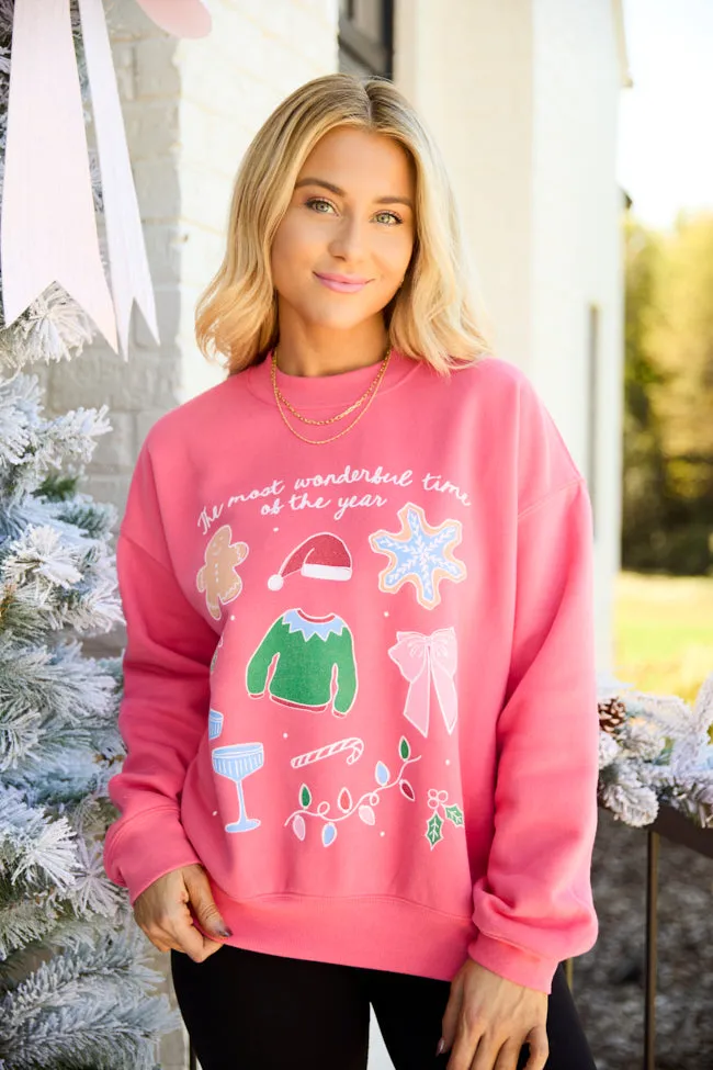 It's The Most Wonderful Time Of The Year Light Red Graphic Sweatshirt sold by Pink Lily product image thumbnail 4