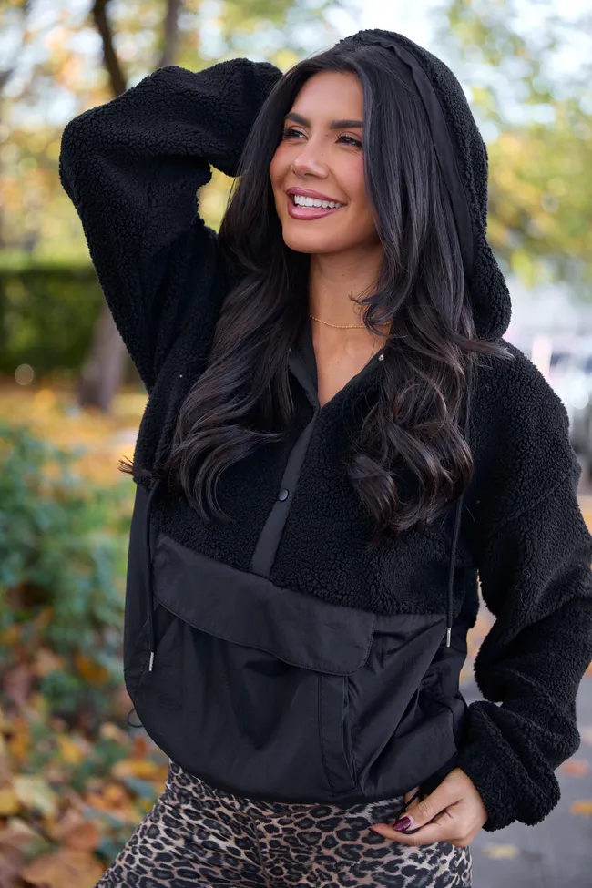 Belinda Black Fleece Pullover Jacket FINAL SALE sold by Pink Lily product image thumbnail 3
