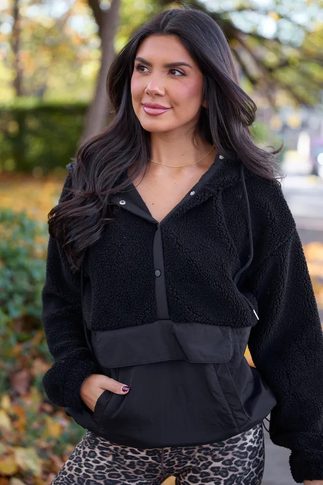 Belinda Black Fleece Pullover Jacket FINAL SALE sold by Pink Lily